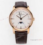Swiss Vacheron Constantin Patrimony Moon Phase and Retrograde Date Watch Rose Gold&White